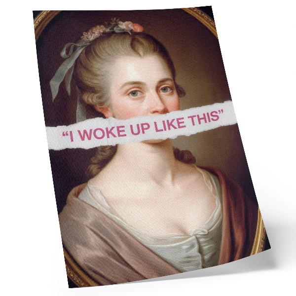 Poster Portrait of a woman playing with typography classic