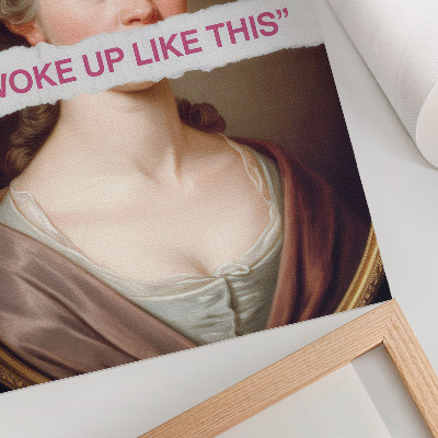 Poster Portrait of a woman playing with typography classic