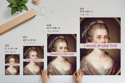 Poster Portrait of a woman playing with typography classic