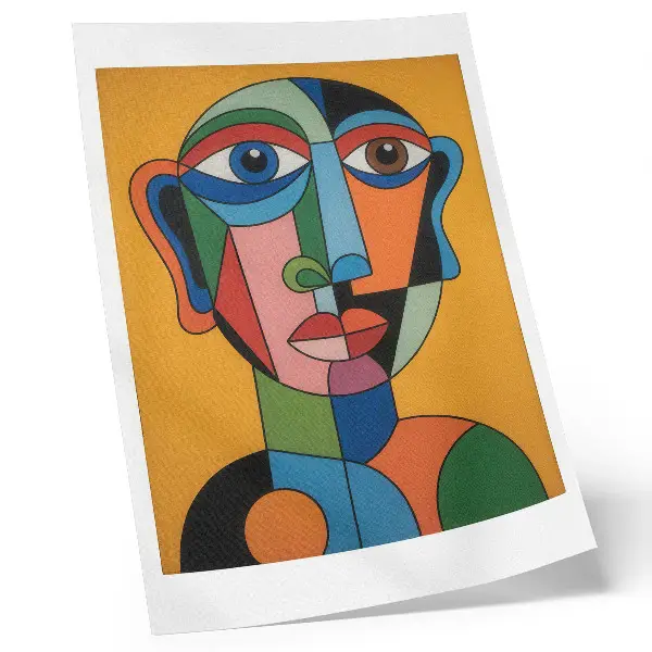 Geometric portrait wall art modern vibrant colors