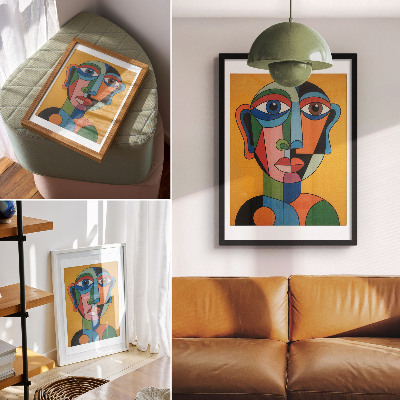 Premium wall art Geometric portrait vibrant colors modern style