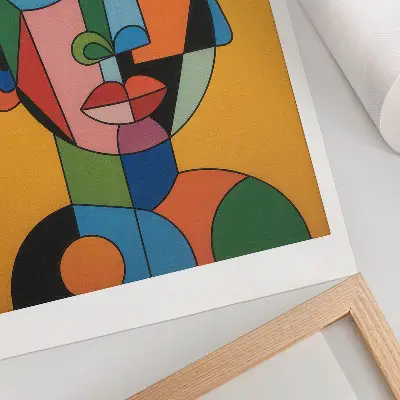 Geometric portrait wall art modern vibrant colors