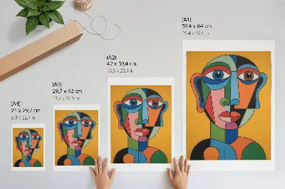Geometric portrait wall art modern vibrant colors