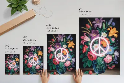 Decorative poster a colorful bouquet of flowers symbol of peace