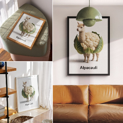 Art print An unusual combination of alpaca and cauliflower