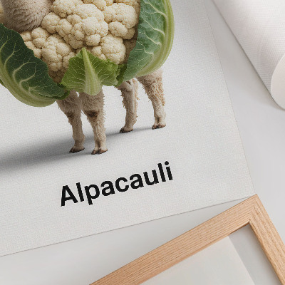 Art print An unusual combination of alpaca and cauliflower