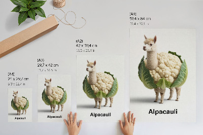 Art print An unusual combination of alpaca and cauliflower
