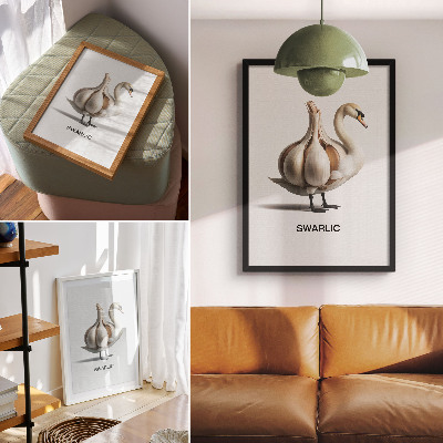 Premium wall art Swan combined with garlic surrealism