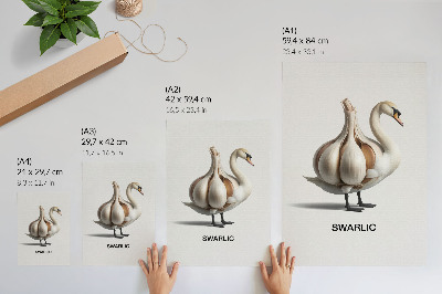 Premium wall art Swan combined with garlic surrealism