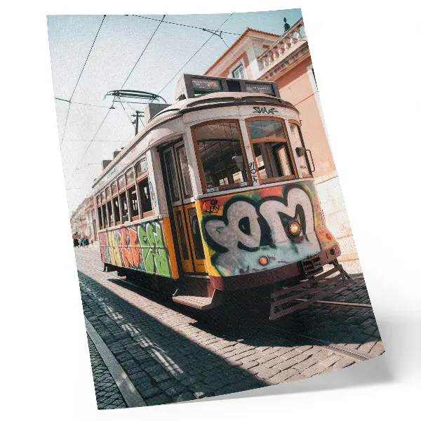 Tram graffiti urban street architecture poster decorative wall art