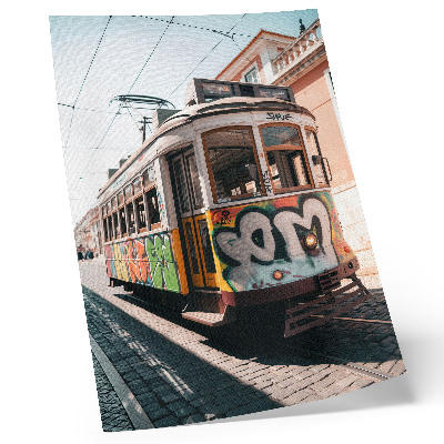 Decorative poster Tram graffiti urban street architecture