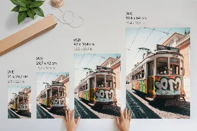 Tram graffiti urban street architecture poster decorative wall art