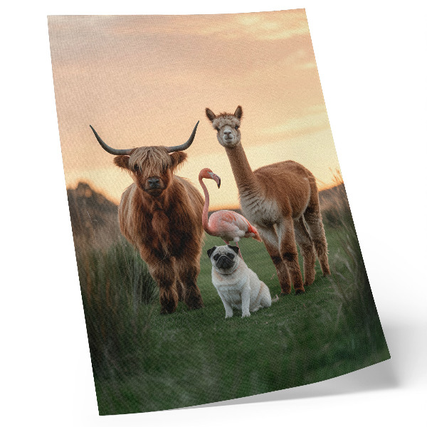 Poster Animals against the backdrop of a sunset, the harmony of nature
