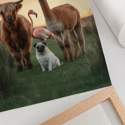 Poster animals against a sunset backdrop featuring the harmony of nature
