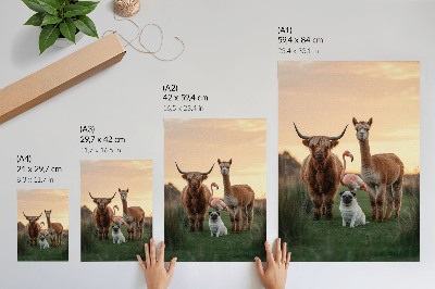 Poster Animals against the backdrop of a sunset, the harmony of nature