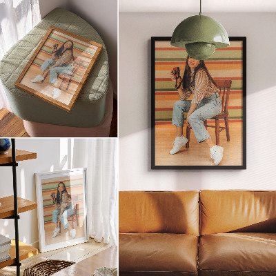 Premium wall art Retro inspiration positive vibes horizontal stripes