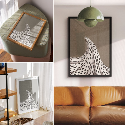 Decorative poster Black dots beige background minimalist pattern