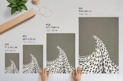 Decorative poster minimalist pattern with black dots on a beige background