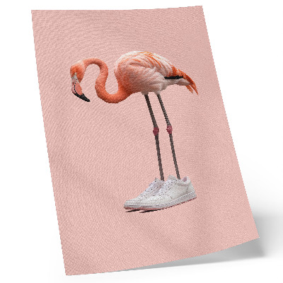 Poster Flamingo pink sports shoes pink background