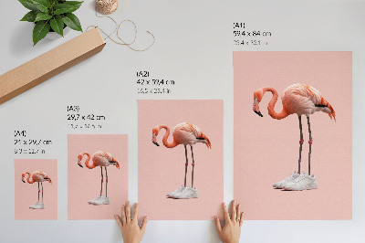 Poster Flamingo pink sports shoes pink background