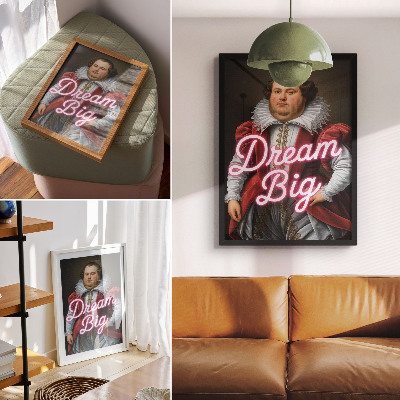Premium wall art Historical portrait neon inscription contrast modern