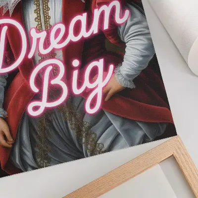 Historical portrait neon inscription wall art modern contrast aesthetic