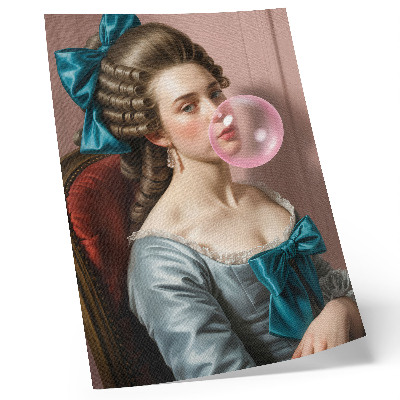 Premium wall art Portrait of a woman with bubble gum, retro style