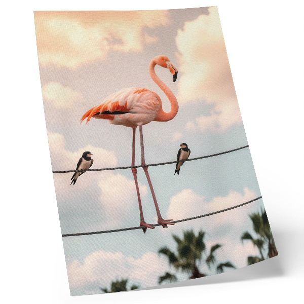 Decorative poster Flamingo sky clouds swallows naturally