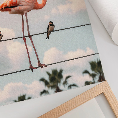 Decorative poster Flamingo sky clouds swallows naturally