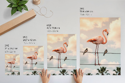 Decorative poster Flamingo sky clouds swallows naturally