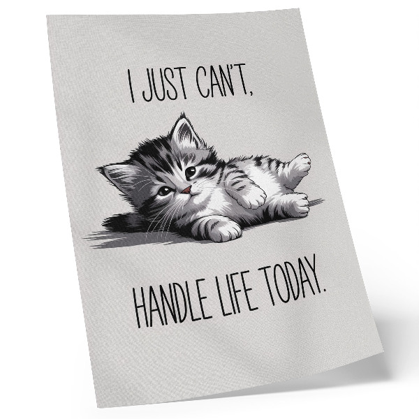 Poster A kitten on a gray background in a minimalist style