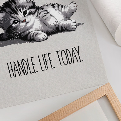 Poster A kitten on a gray background in a minimalist style