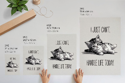 Poster A kitten on a gray background in a minimalist style