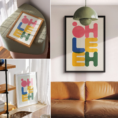 Art print Geometric letters in vivid colors