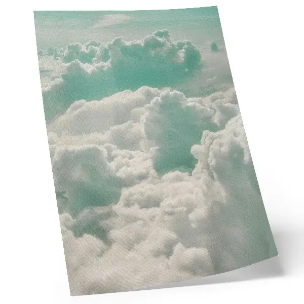 Poster clouds in the blue sky featuring themes of peace and harmony