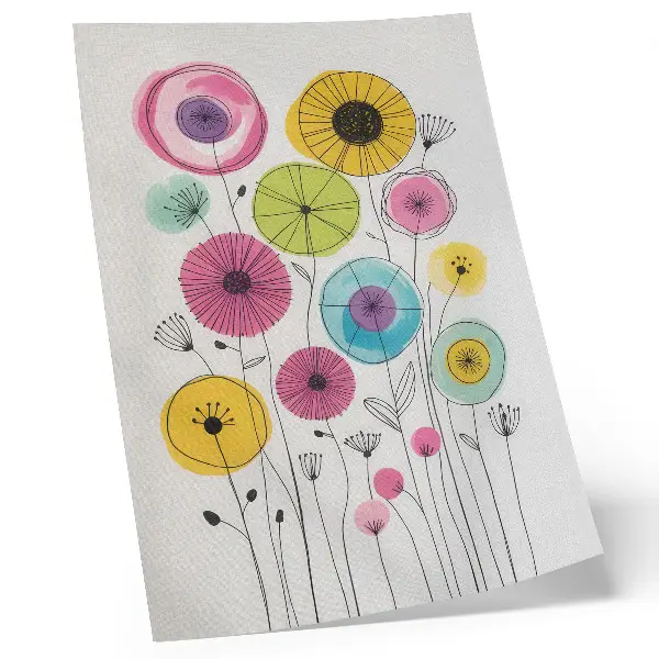 Art print colorful flowers in a modern style