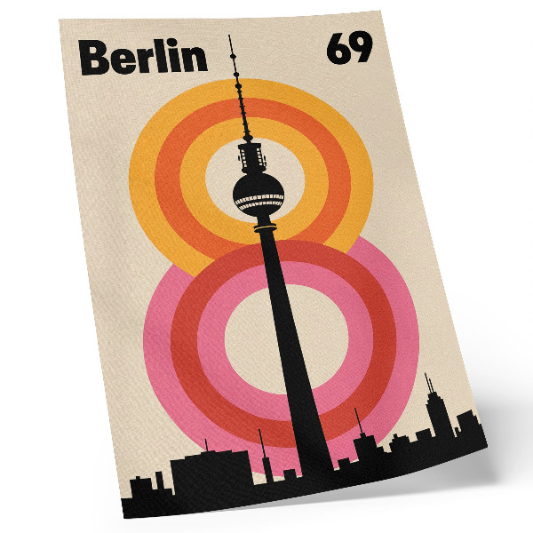 Decorative poster Retro atmosphere tower circle colorful rings