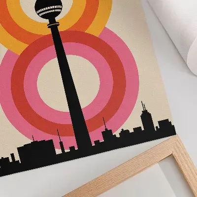 Decorative poster featuring a retro atmosphere with colorful circular tower rings