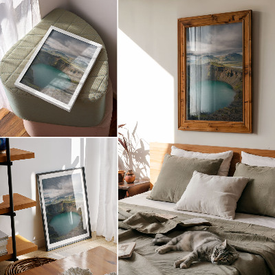 Decorative poster Turquoise lake mountains beautiful clouds