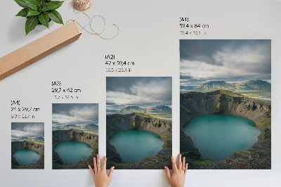 Decorative poster Turquoise lake mountains beautiful clouds