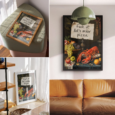 Decorative poster Eclectic colors humorous lobster inscription
