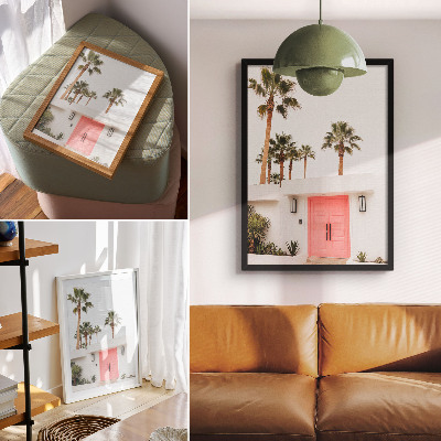 Poster Palm trees modern architecture vivid colors