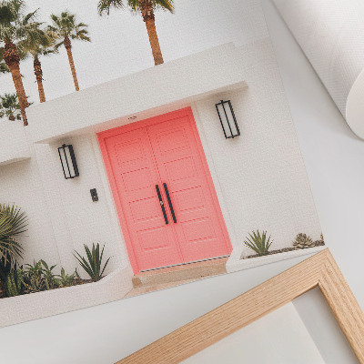 Poster Palm trees modern architecture vivid colors