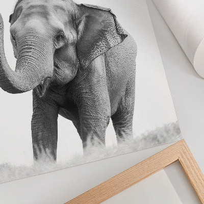 Art print Monochrome elephant with raised trunk