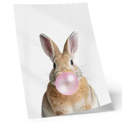 Rabbit wall art pink bubble gum animal print