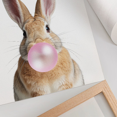Premium wall art Rabbits animals pink bubble gum