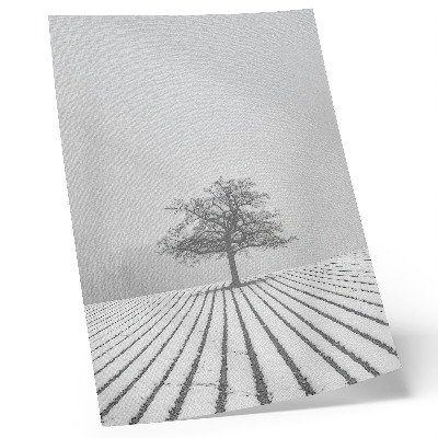 Poster Tree in the snow winter landscape minimalism