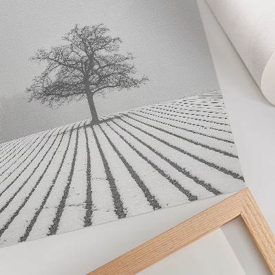 Poster Tree in the snow winter landscape minimalism