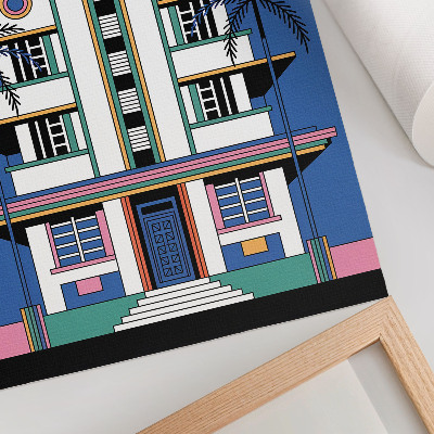 Decorative poster Art deco tropical colors palm trees energy Miami