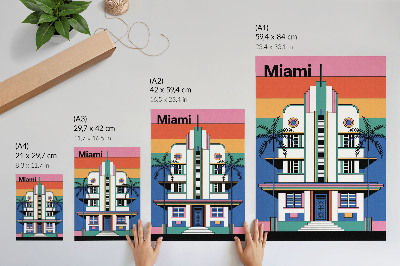 Decorative poster Art deco tropical colors palm trees energy Miami